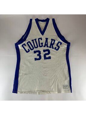 BYU Cougars Vintage White Blue Macgregor Sand Knit Basketball Jersey Mens Large